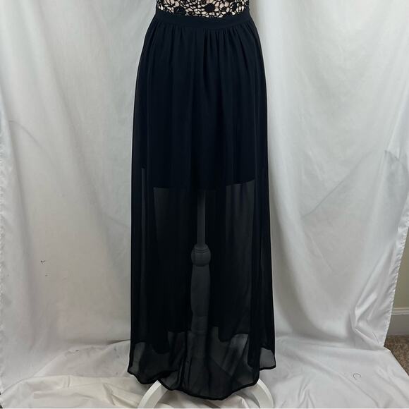 LC Lauren Conrad Black Crocheted Sheer Skirt Party Event Maxi Dress NWT - Picture 5 of 11